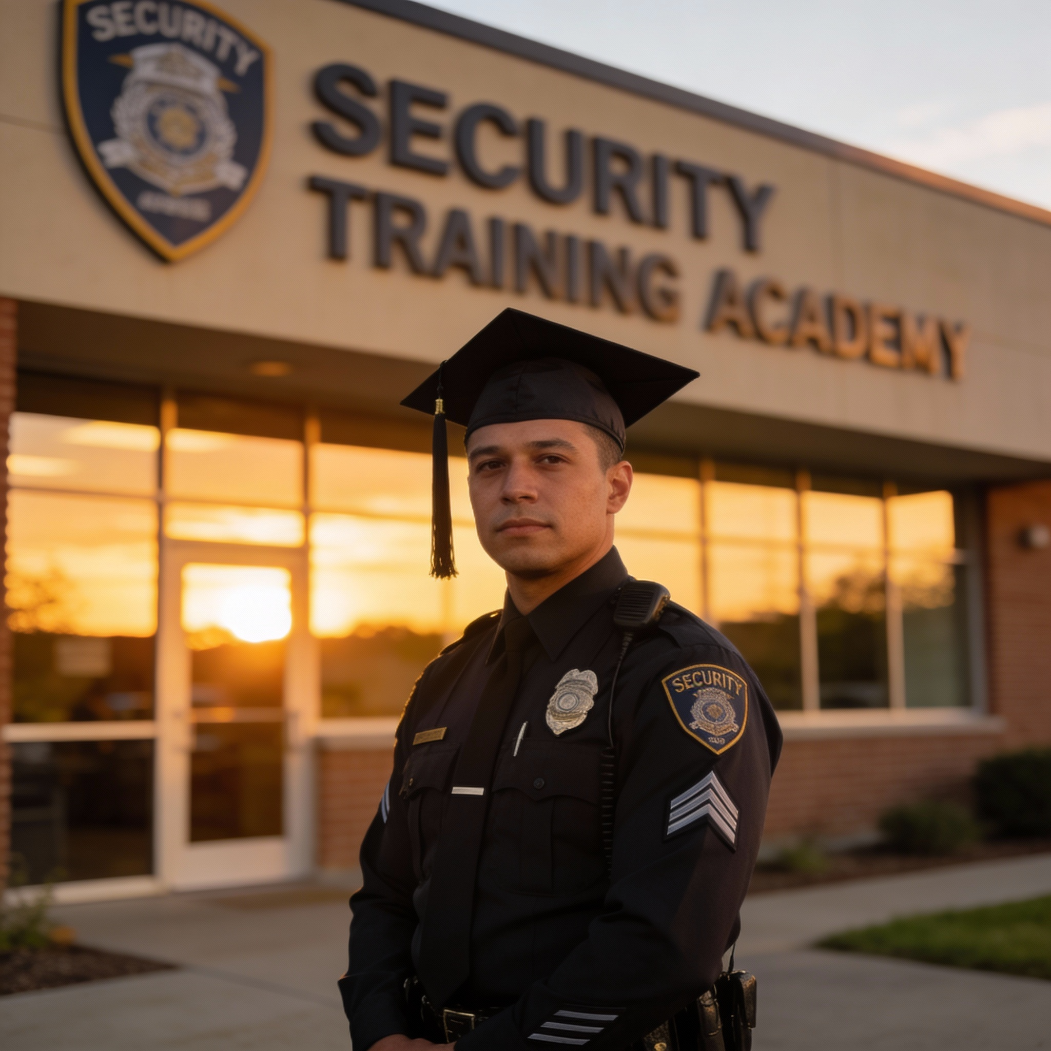 professional security officer in Texas uniform standing confidently outdoors